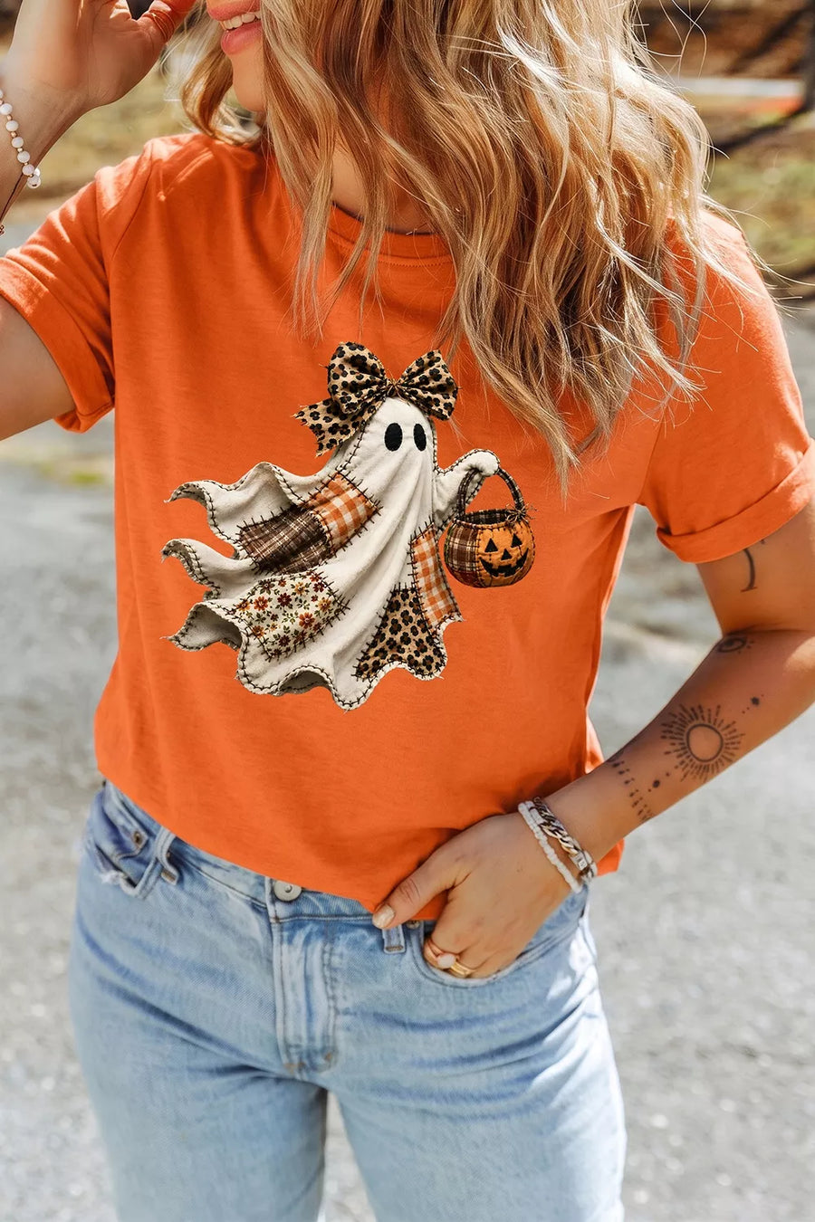 Halloween Ghost Graphic Short Sleeve T-Shirt